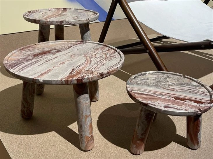 Arabescato Orobico Rosso Marble stool